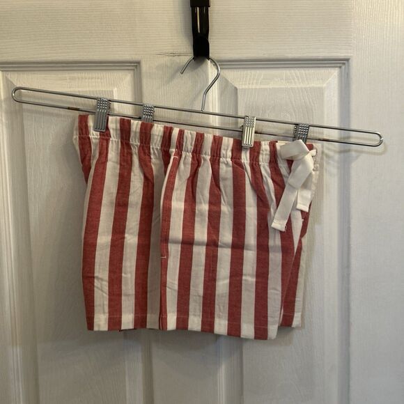 NWT Stars Above Women's Linen Blend Striped Pajama Shorts Small Red White - Picture 15 of 16